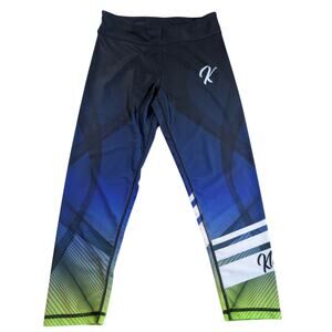 Klutch Cycling Capri Leggings Womens M Blue Compression Bike Tights